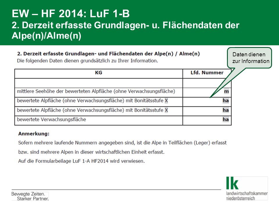 EW – HF 2014: LuF 1-B 2. Derzeit erfasste Grundlagen- u