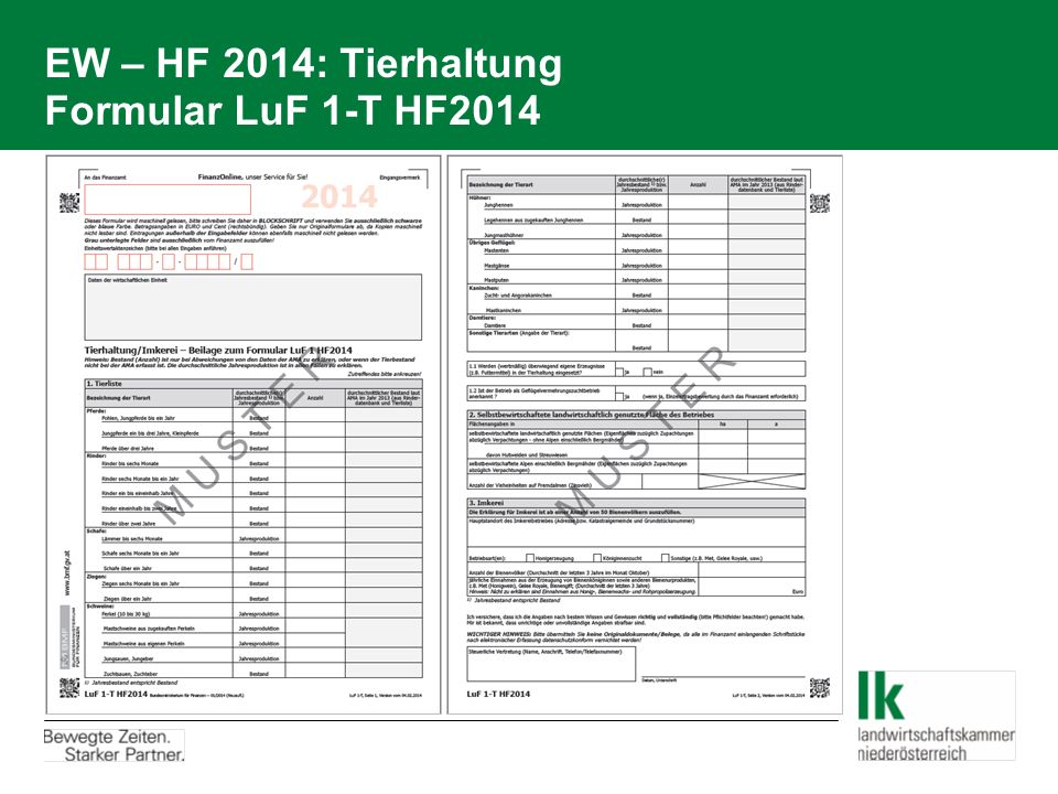 EW – HF 2014: Tierhaltung Formular LuF 1-T HF2014