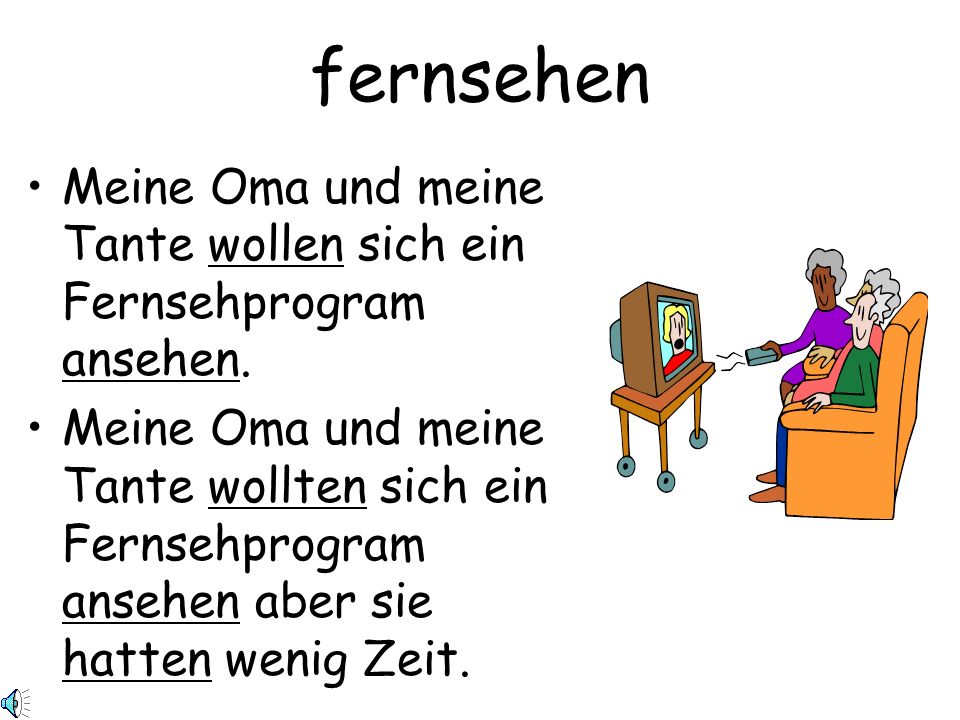fernsehen Meine Oma und meine Tante wollen sich ein Fernsehprogram ansehen.