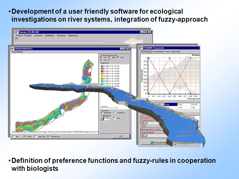Development of a user friendly software for ecological investigations on river systems, integration of fuzzy-approach