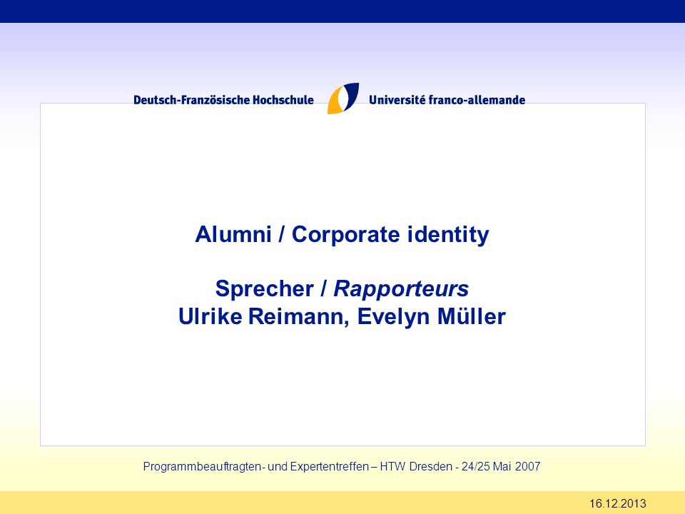 Alumni / Corporate identity Sprecher / Rapporteurs