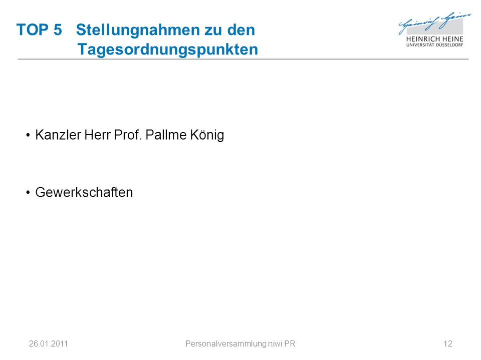 TOP 5 Stellungnahmen zu den Tagesordnungspunkten