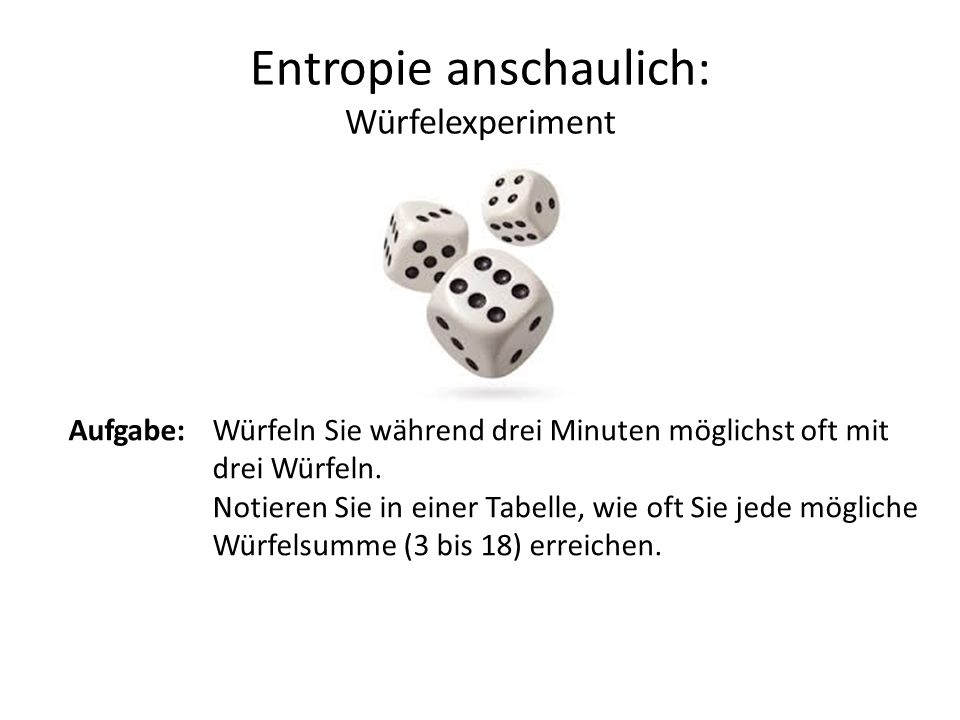Entropie anschaulich: Würfelexperiment