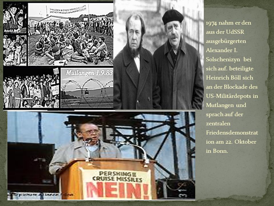 1974 nahm er den aus der UdSSR ausgebürgerten Alexander I