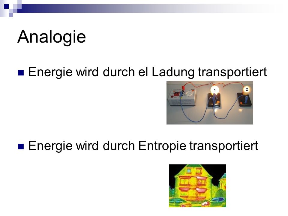 Analogie Energie wird durch el Ladung transportiert