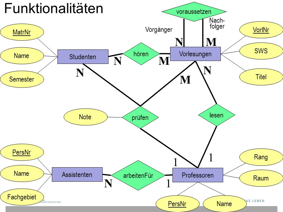Funktionalitäten N M N M N N M 1 1 N 1 voraussetzen Nach- folger