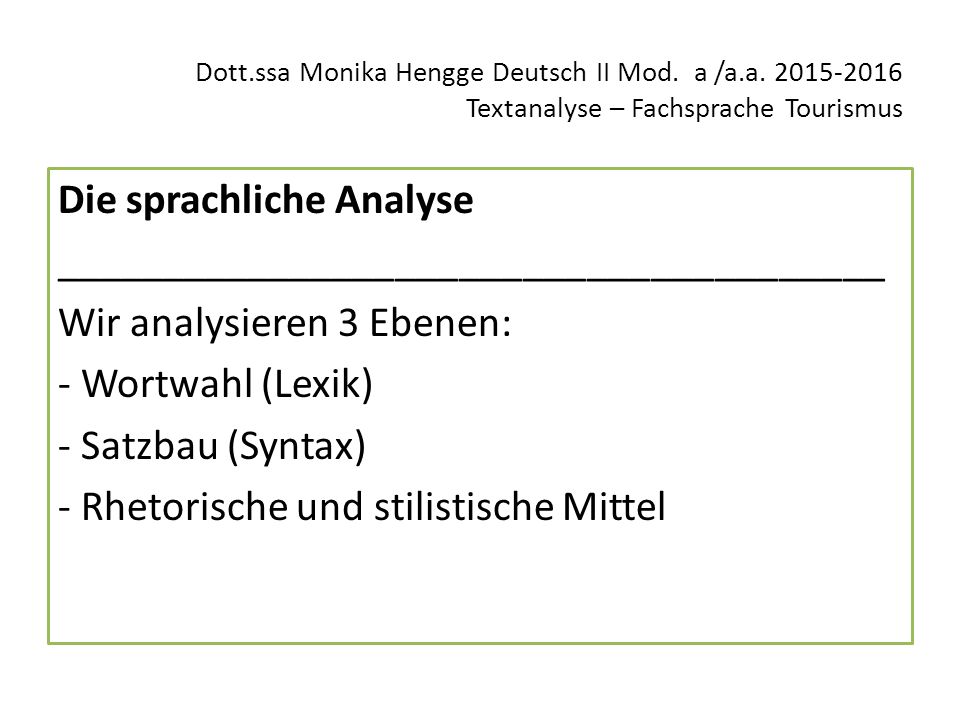 Dott. ssa Monika Hengge Deutsch II Mod. a /a. a
