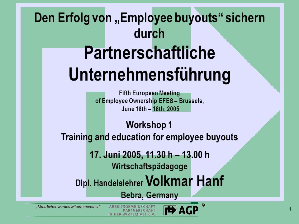 Workshop 1 Training and education for employee buyouts