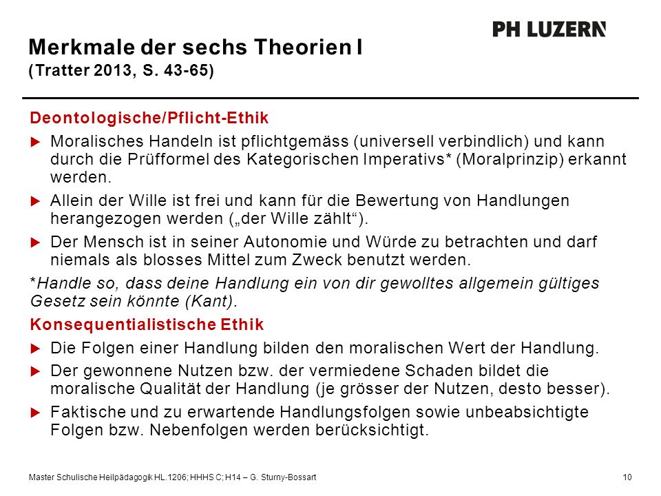 Merkmale der sechs Theorien I (Tratter 2013, S )