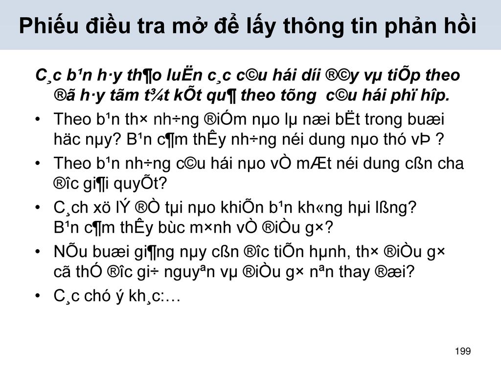 Phiếu điều tra mở để lấy thông tin phản hồi