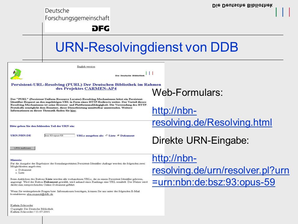 URN-Resolvingdienst von DDB