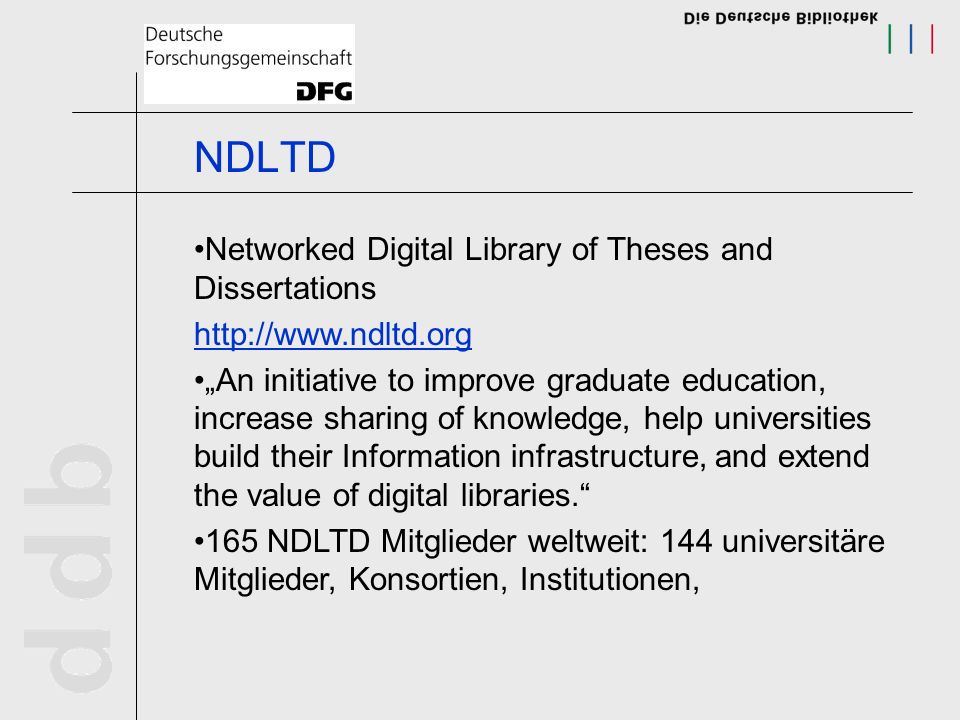 NDLTD Networked Digital Library of Theses and Dissertations