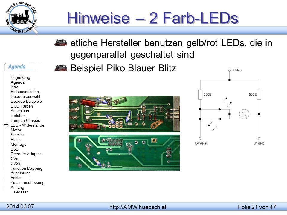 Hinweise – 2 Farb-LEDs etliche Hersteller benutzen gelb/rot LEDs, die in gegenparallel geschaltet sind.