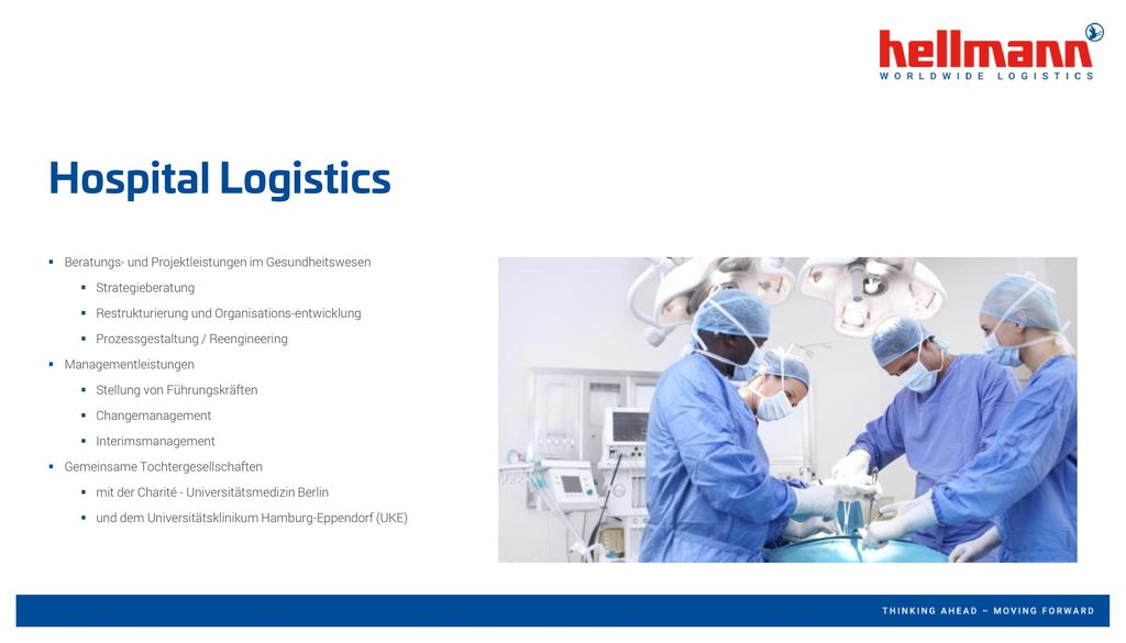 Hospital Logistics Beratungs- und Projektleistungen im Gesundheitswesen. Strategieberatung. Restrukturierung und Organisations-entwicklung.