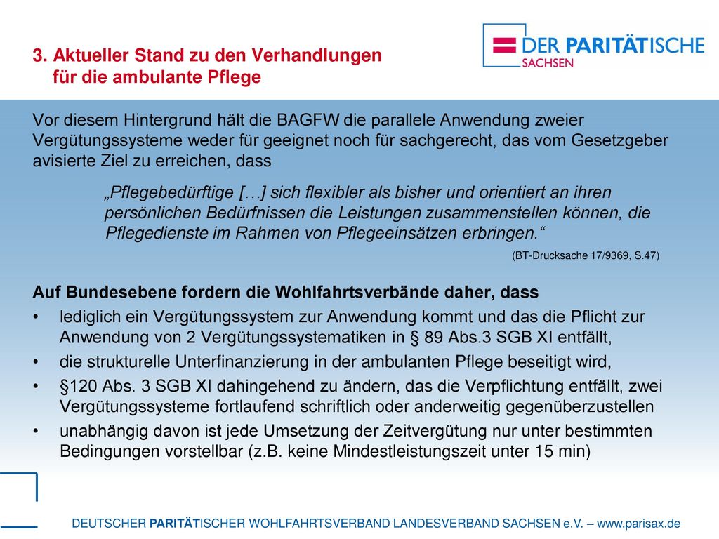 3. Aktueller Stand zu den Verhandlungen für die ambulante Pflege