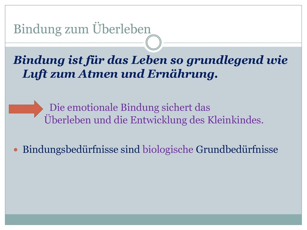 Bindung zum Überleben Bindung ist für das Leben so grundlegend wie Luft zum Atmen und Ernährung.