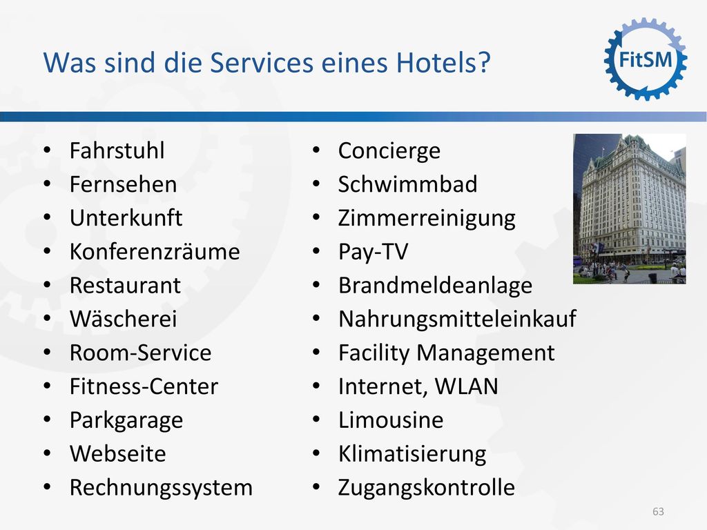 Was sind die Services eines Hotels