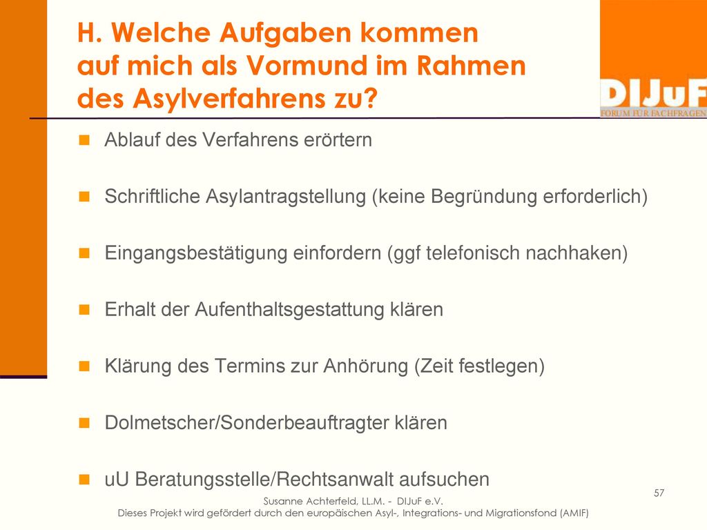 Pro – Contra Asylantrag von Uta Rieger UNHCR, Rechtliche Grundlagen in der Arbeit mit UMF Februar 2016, Hannover