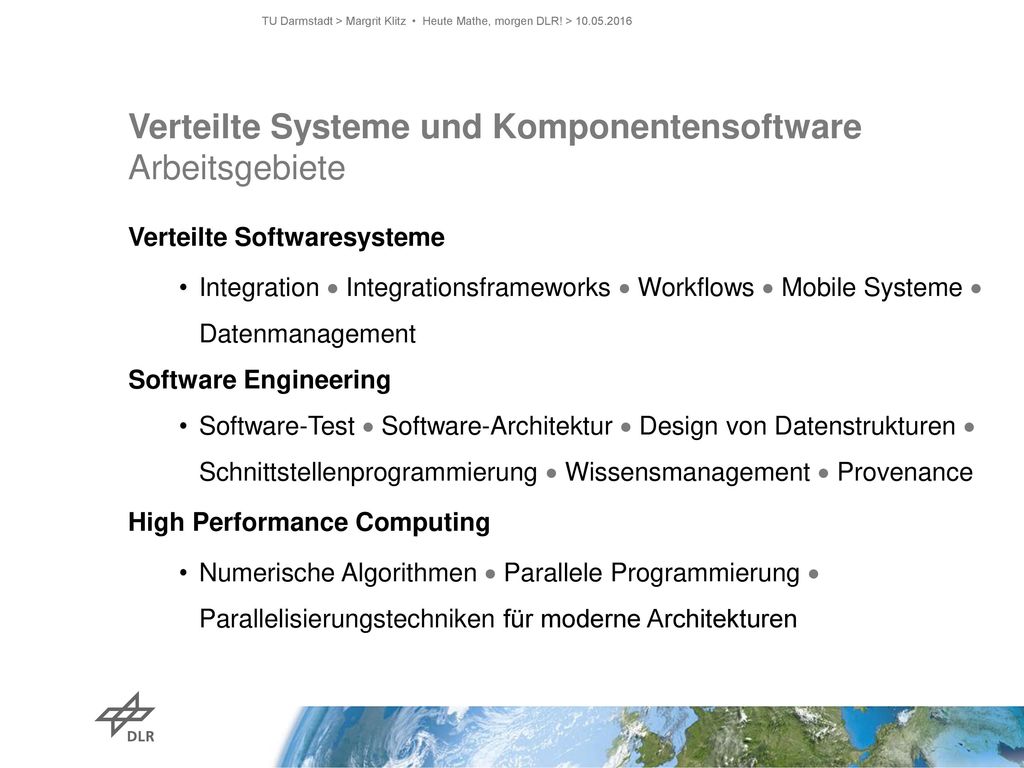 TU Darmstadt > Margrit Klitz • Heute Mathe, morgen DLR. >