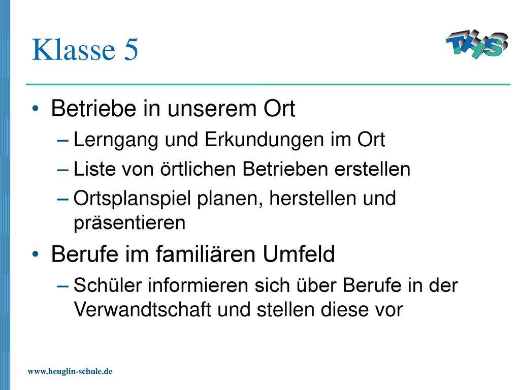Klasse 5 Betriebe in unserem Ort Berufe im familiären Umfeld