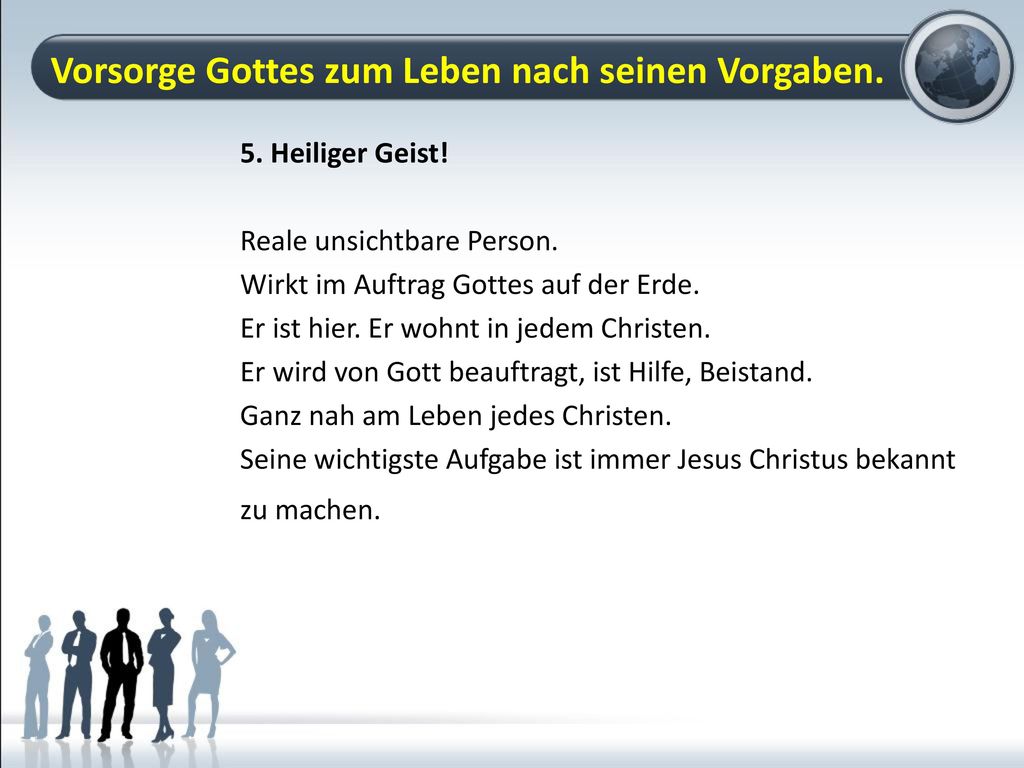Vorsorge Gottes zum Leben nach seinen Vorgaben.