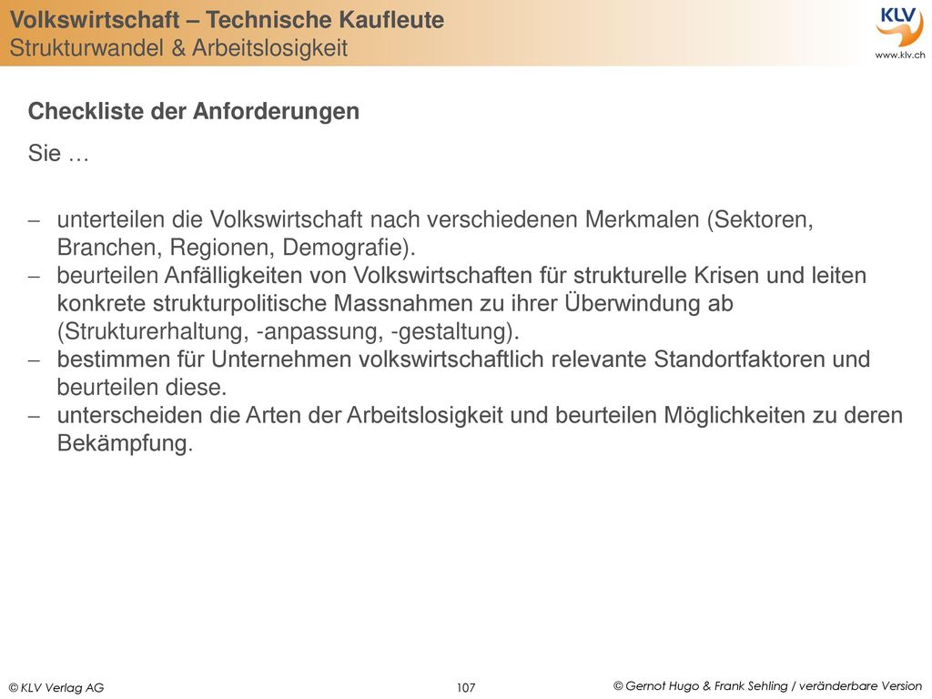 Checkliste der Anforderungen