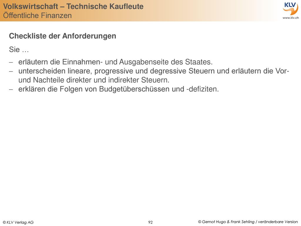 Checkliste der Anforderungen