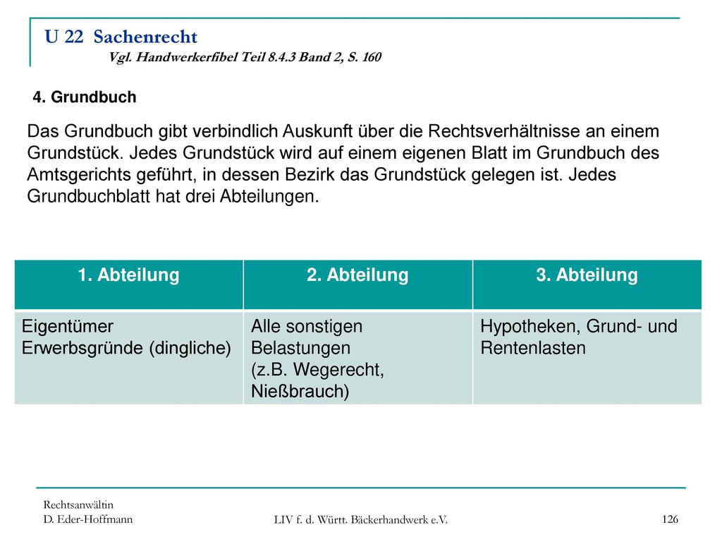 U 22 Sachenrecht Vgl. Handwerkerfibel Teil Band 2, S. 160