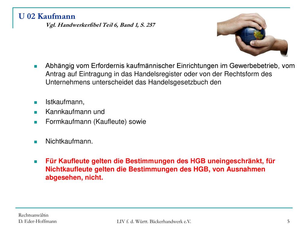 U 02 Kaufmann Vgl. Handwerkerfibel Teil 6, Band 1, S. 257
