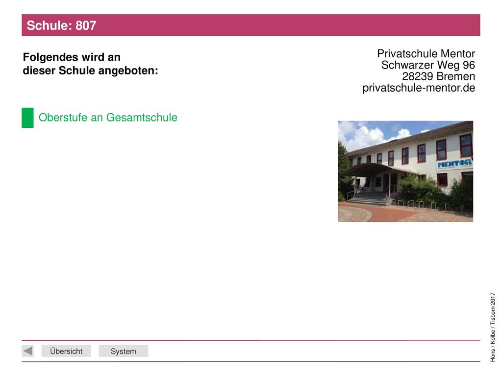 Schule: 807 Privatschule Mentor Schwarzer Weg Bremen privatschule-mentor.de.