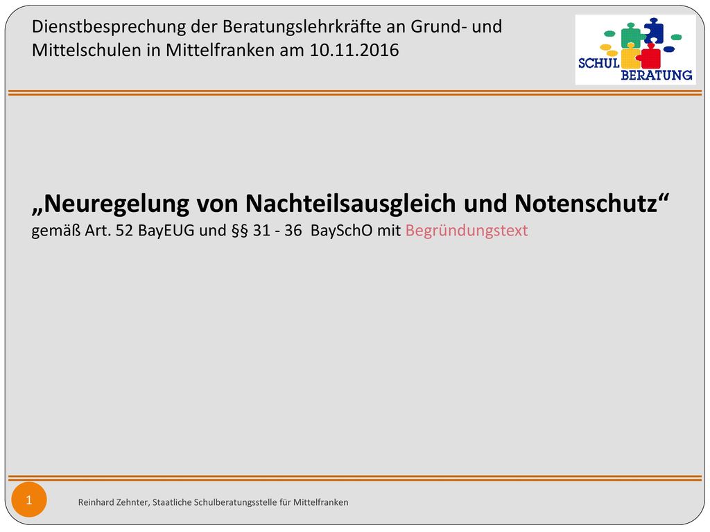 Dienstbesprechung der Beratungslehrkräfte an Grund- und Mittelschulen in Mittelfranken am