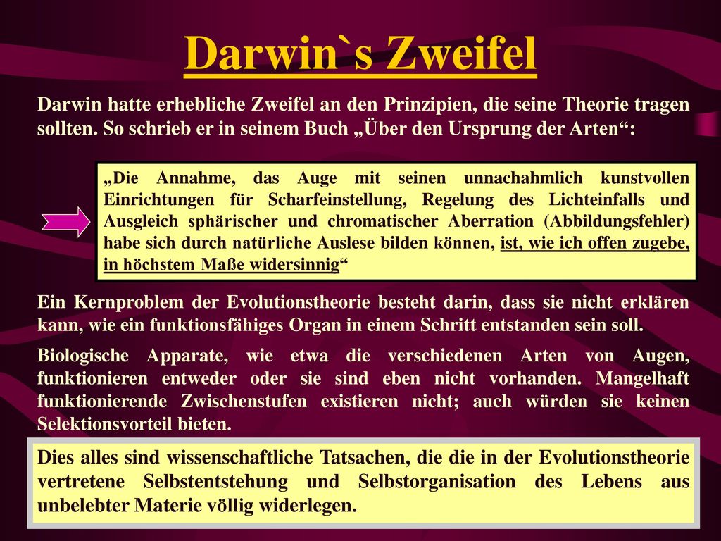 Darwin`s Zweifel
