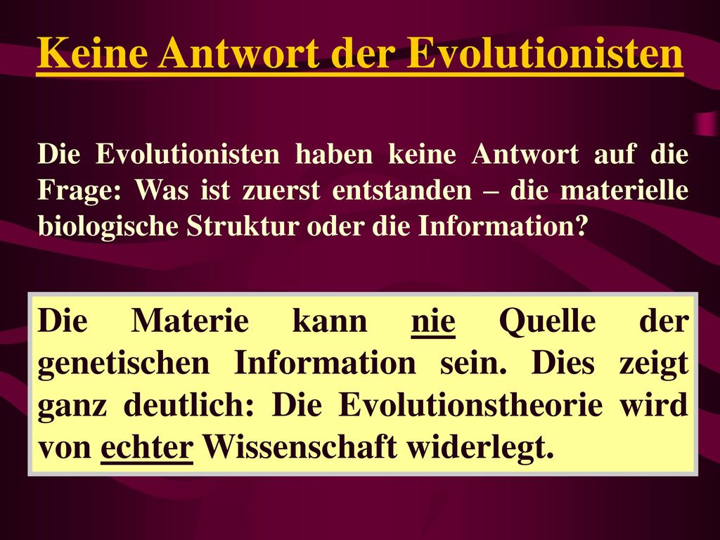 Keine Antwort der Evolutionisten