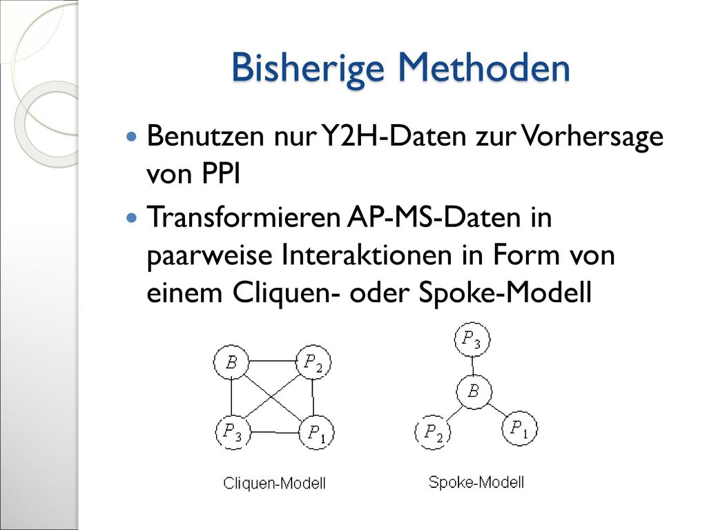 Bisherige Methoden Benutzen nur Y2H-Daten zur Vorhersage von PPI