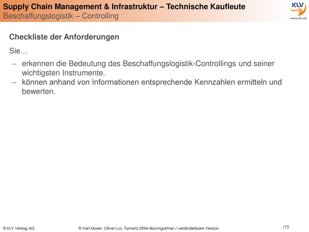 Checkliste der Anforderungen