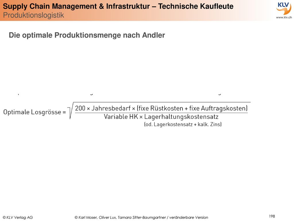 Die optimale Produktionsmenge nach Andler