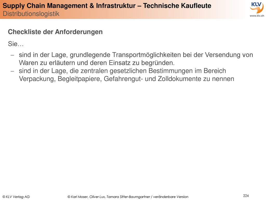 Checkliste der Anforderungen