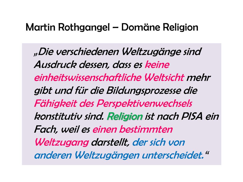 Martin Rothgangel – Domäne Religion