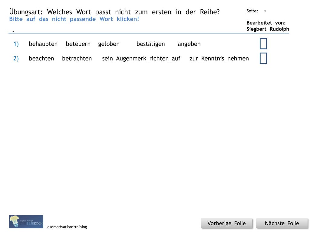 Welches Wort passt nicht zum ersten in der Reihe