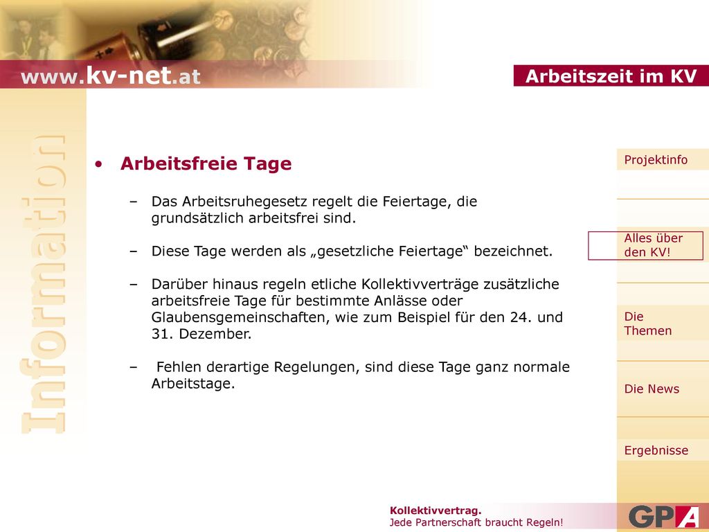 Arbeitszeit im KV Arbeitsfreie Tage