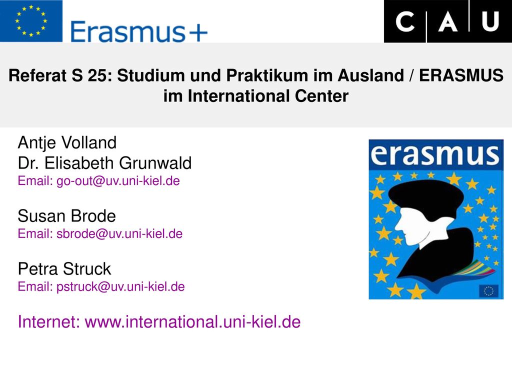Referat S 25: Studium und Praktikum im Ausland / ERASMUS