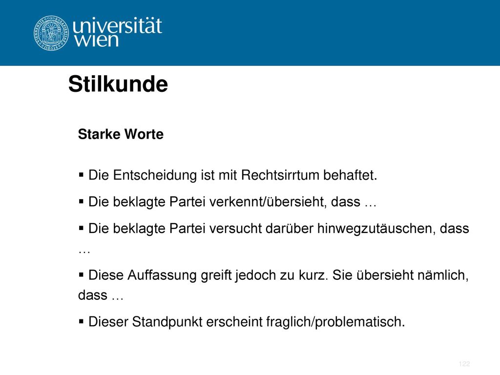 Stilkunde Starke Worte Die Entscheidung ist mit Rechtsirrtum behaftet.