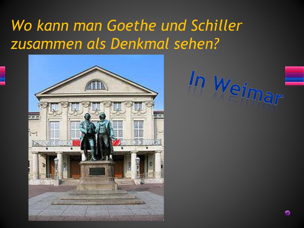 Wo kann man Goethe und Schiller zusammen als Denkmal sehen