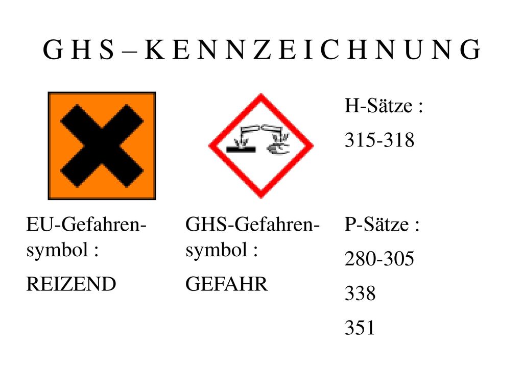 G H S – K E N N Z E I C H N U N G H-Sätze :