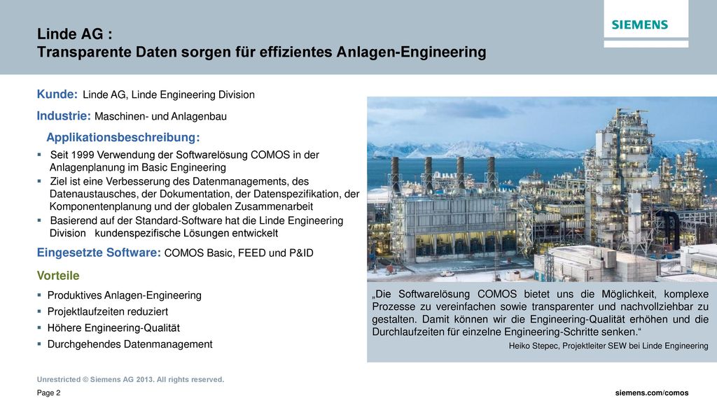Linde AG : Transparente Daten sorgen für effizientes Anlagen-Engineering