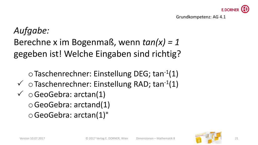 © 2017 Verlag E. DORNER, Wien Dimensionen – Mathematik 8