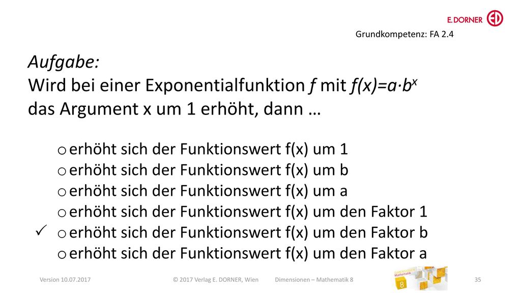 © 2017 Verlag E. DORNER, Wien Dimensionen – Mathematik 8