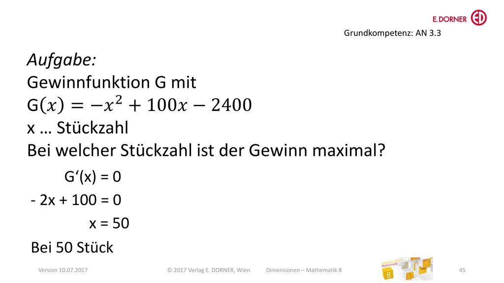 © 2017 Verlag E. DORNER, Wien Dimensionen – Mathematik 8