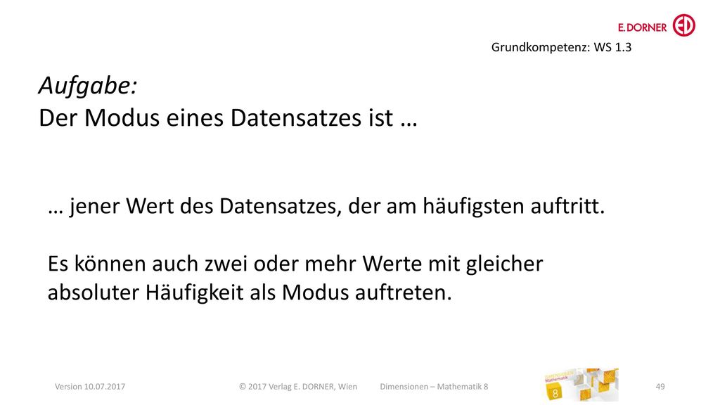 © 2017 Verlag E. DORNER, Wien Dimensionen – Mathematik 8