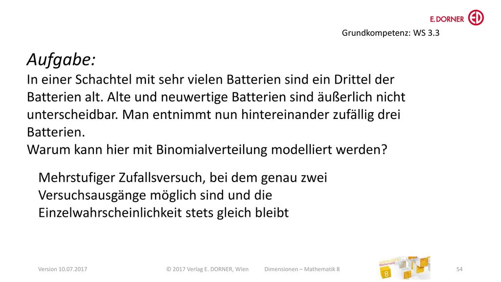 © 2017 Verlag E. DORNER, Wien Dimensionen – Mathematik 8